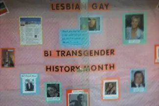 The school's Gay Pride display